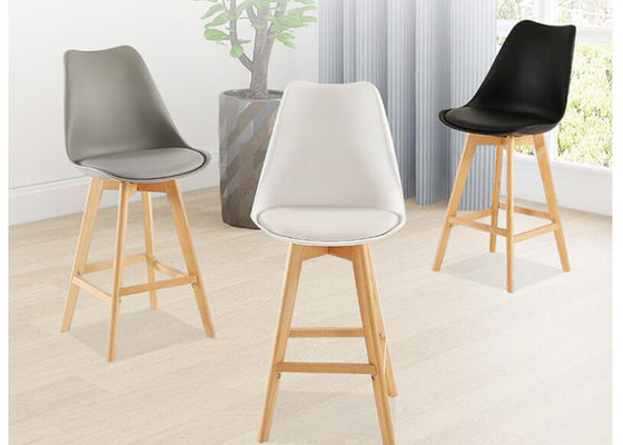 Le tabouret de bar multifonctionnel de hêtre, Grey Leather Bar Stools With soutient